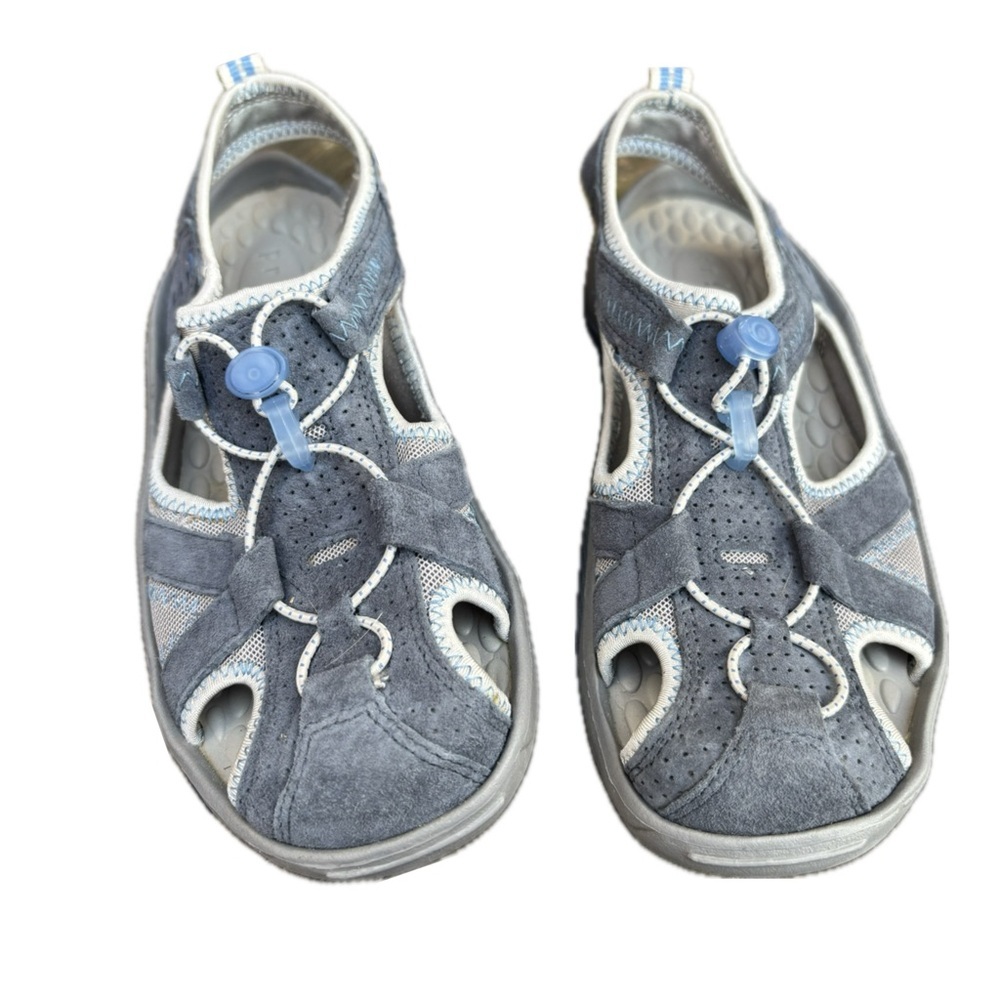 Privo Blue Gray Leather Hiking Sandals Shoes Ladies Size 7M